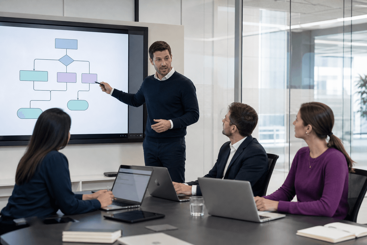 Team bei der Beratung in einem modernen Büro